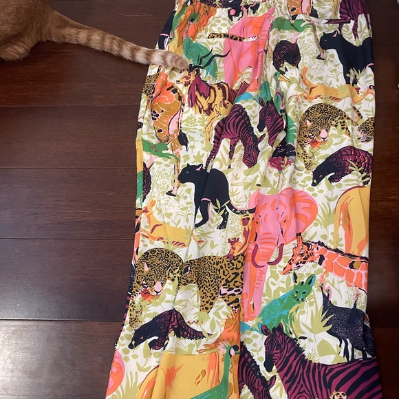 guc j crew Colorful Animal Print wide leg pants 6 - Picture 7 of 8